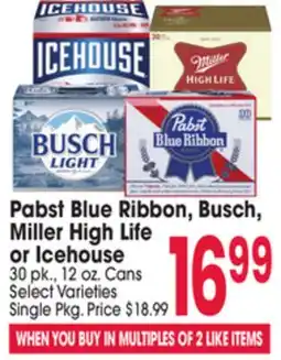 Jewel-Osco Pabst Blue Ribbon, Busch, Miller High Life or Icehouse offer