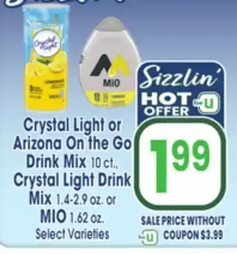 Jewel-Osco Crystal Light or Arizona On the Go Drink Mix 10 ct., Crystal Light Drink Mix 1.4-2.9 oz. or 1.62 oz. or MIO 1.62 oz offer