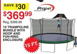 Dunham's Sports PROPEL 15' TRAMPOLINE BUNDLE WITH HOOP AND FUN-RING ENCLOSURE offer