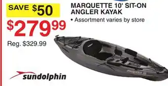 Dunham's Sports SUNDOLPHIN MARQUETTE 10' SIT-ON ANGLER KAYAK offer