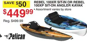 Dunham's Sports PELICAN REBEL 100XR SIT-IN OR REBEL 100XP SIT-ON ANGLER KAYAK offer