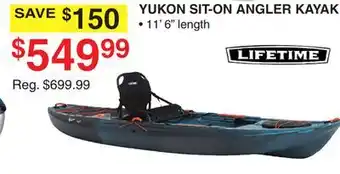 Dunham's Sports LIFETIME YUKON SIT-ON ANGLER KAYAK offer