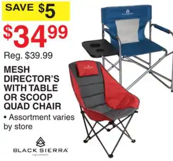 Dunham's Sports BLACK SIERRA MESH DIRECTOR'S WITH TABLE OR SCOOP QUAD CHAIR offer