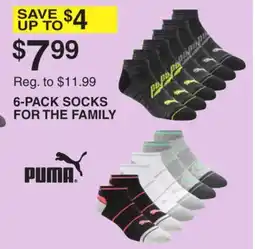 Dunham's Sports PUMA 6-PACK SOCKS FOR THE FAMILY offer