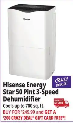 Ocean State Job Lot Hisense Energy Star 50 Pint 3-Speed Dehumidifier with Pump (Factory Refurbished) offer