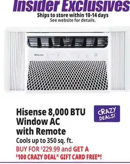 Ocean State Job Lot Hisense 8 000 BTU Window Air Conditioner with Remote offer