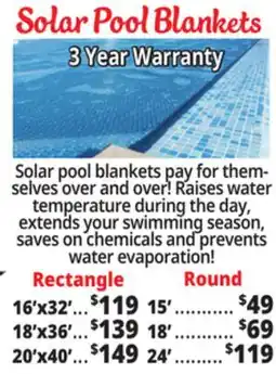Ocean State Job Lot Solar Pool Blankets offer