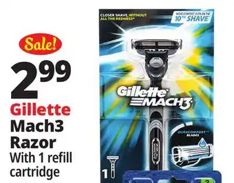 Ocean State Job Lot Gillette Mach3 Men's Razor Handle with Cartridge Refill offer