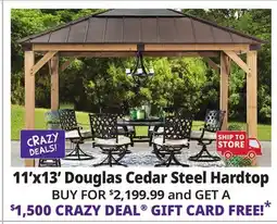 Ocean State Job Lot Douglas 11' x 13' Cedar Framed Gazebo with Steel & Polycarbonate Hip Roof Hardtop offer