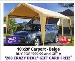 Ocean State Job Lot QOMOTOP 10' x 20' Heavy-Duty Carport, Beige offer