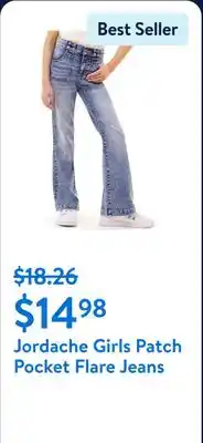 Walmart Jordache Girls Patch Pocket Flare Jeans offer