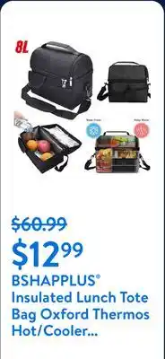 Walmart BSHAPPLUS Insulated Lunch Tote Bag Oxford Thermos Hot/Cooler Adults Tote Food Lunch Portable Bag Zipper Storage Box Waterproo offer