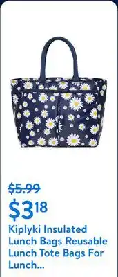Walmart Kiplyki Insulated Lunch Bags Reusable Lunch Tote Bags For Lunch Bags For Women And Girls offer