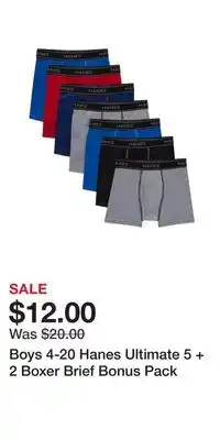 Kohl's Boys 4-20 Hanes Ultimate 5 + 2 Boxer Brief Bonus Pack offer