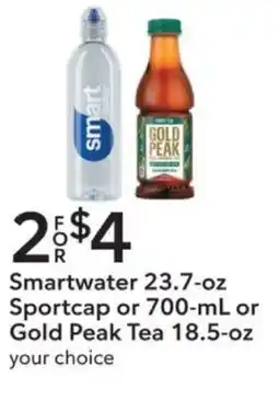 Publix Smartwater 23.7-oz Sportcap or 700-mL or Gold Peak Tea 18.5-oz offer