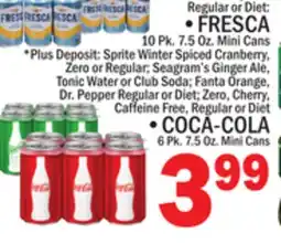C Town FRESCA 10 Pk. 7.5 Oz. Mini Cans COCA-COLA 6 Pk. 7.5 Oz. Mini Cans offer