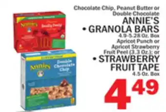 C Town Chocolate Chip, Peanut Butter or Double Chocolate ANNIE'S • GRANOLA BARS 4.9-5.28 Oz. Box,Apricot Punch, Apricot Strawberry, offer