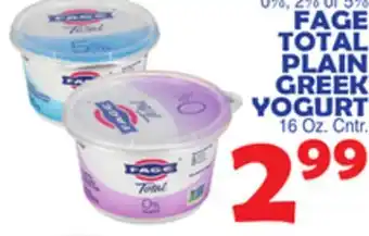 Bravo Supermarkets FAGE TOTAL PLAIN GREEK YOGURT offer