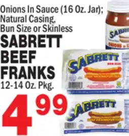 Bravo Supermarkets SABRETT BEEF FRANKS 12-14 Oz. Pkg offer