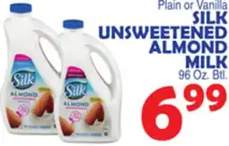 Bravo Supermarkets SILK UNSWEETENED ALMOND MILK offer