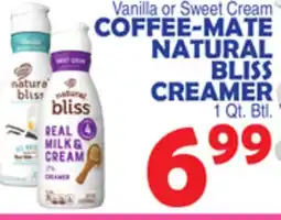 Bravo Supermarkets COFFEE-MATE NATURAL BLISS CREAMER offer