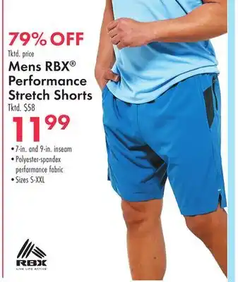 Boscov's Mens RBX Performance Stretch Shorts offer