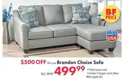 Boscov's Brandon Chaise Sofa offer
