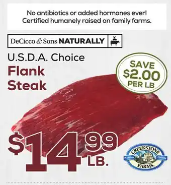 DeCicco & Sons U.S D. A. Choice Flank Steak offer