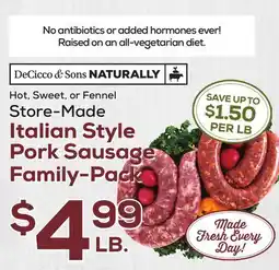 DeCicco & Sons Italian Style Pork Sausage Family-Pack offer