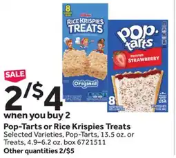 Stop&Shop Pop-Tarts or Rice Krispies Treats offer
