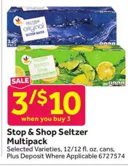 Stop&Shop Stop & Shop Seltzer Multipack offer