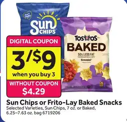 Stop&Shop Sun Chips or Frito-Lay Baked Snacks offer