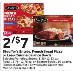 Stop&Shop Stouffer's Entrée, French Bread Pizza or Lean Cuisine Balance Bowls offer