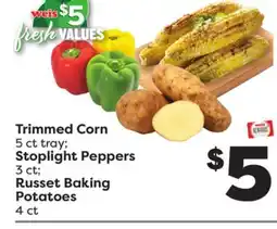 Weis Markets Trimmed Corn 5 ct tray Stoplight Peppers 3 ct Russet Baking Potatoes 4 ct offer