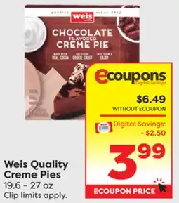 Weis Markets Weis Quality Creme Pies offer