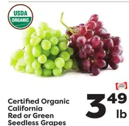 Weis Markets Certified Organic California Red or Green Seedless Grapes offer