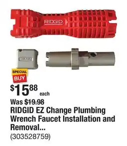 The Home Depot RIDGID EZ Change Plumbing Wrench Faucet Installation and Removal Tool offer