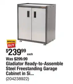 The Home Depot Gladiator Ready-to-Assemble Steel Freestanding Garage Cabinet in Silver Tread (28 in. W x 31 in. H x 18 in. D) offer