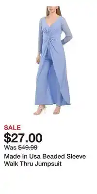 TJ Maxx Made In Usa Beaded Sleeve Walk Thru Jumpsuit offer