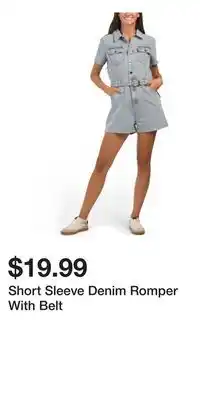 TJ Maxx Short Sleeve Denim Romper With Belt offer