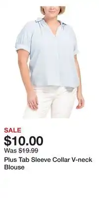 TJ Maxx Plus Tab Sleeve Collar V-neck Blouse offer