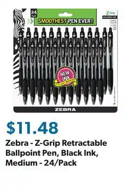 Sam's Club Zebra - Z-Grip Retractable Ballpoint Pen, Black Ink, Medium - 24/Pack offer