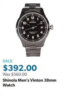 Sam's Club Shinola Men's Vinton 38mm Watch offer