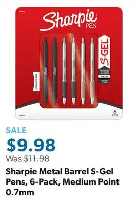 Sam's Club Sharpie Metal Barrel S-Gel Pens, 6-Pack, Medium Point 0.7mm offer