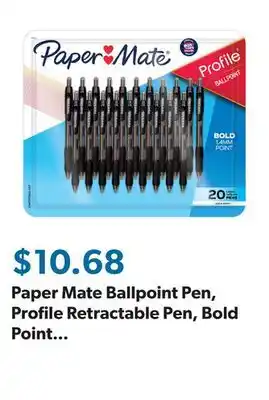 Sam's Club Paper Mate Ballpoint Pen, Profile Retractable Pen, Bold Point 1.4mm, Black, 20 Count offer