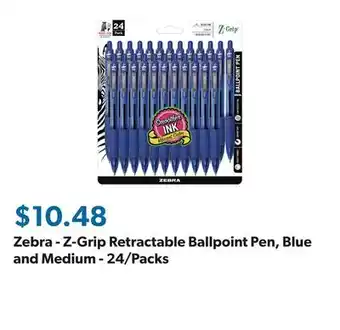 Sam's Club Zebra - Z-Grip Retractable Ballpoint Pen, Blue and Medium - 24/Packs offer