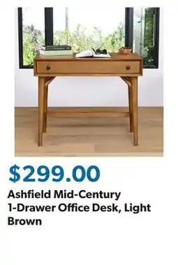 Sam's Club Ashfield Mid-Century 1-Drawer Office Desk, Light Brown offer
