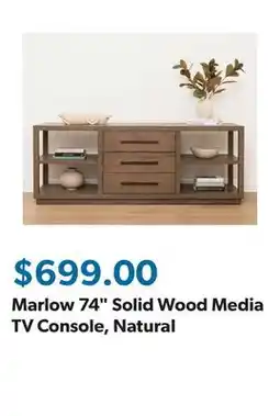 Sam's Club Marlow 74 Solid Wood Media TV Console, Natural offer