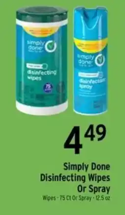 Brookshire's Simply Done Disinfecting Wipes Or Spray offer