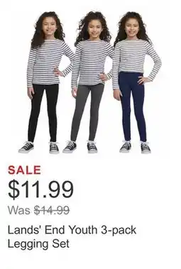 Costco Lands' End Youth 3-pack Legging Set offer